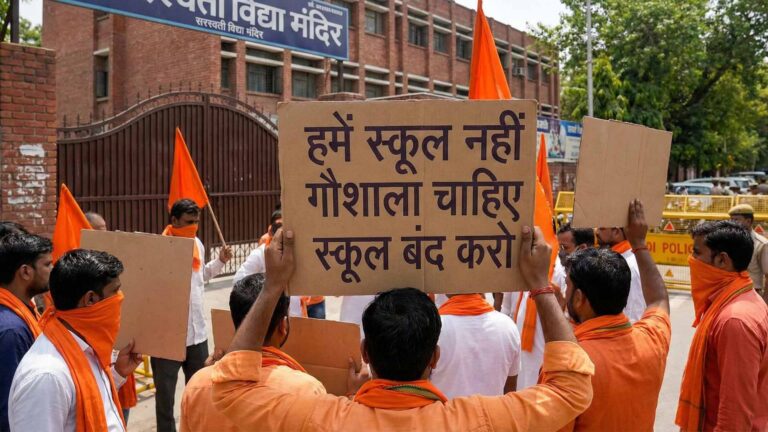 Protesters Demand Closure of Delhi School Over Claims of Forced Conversions on Students Protesters Demand Closure of Delhi School Over Claims of Forced Conversions on Students